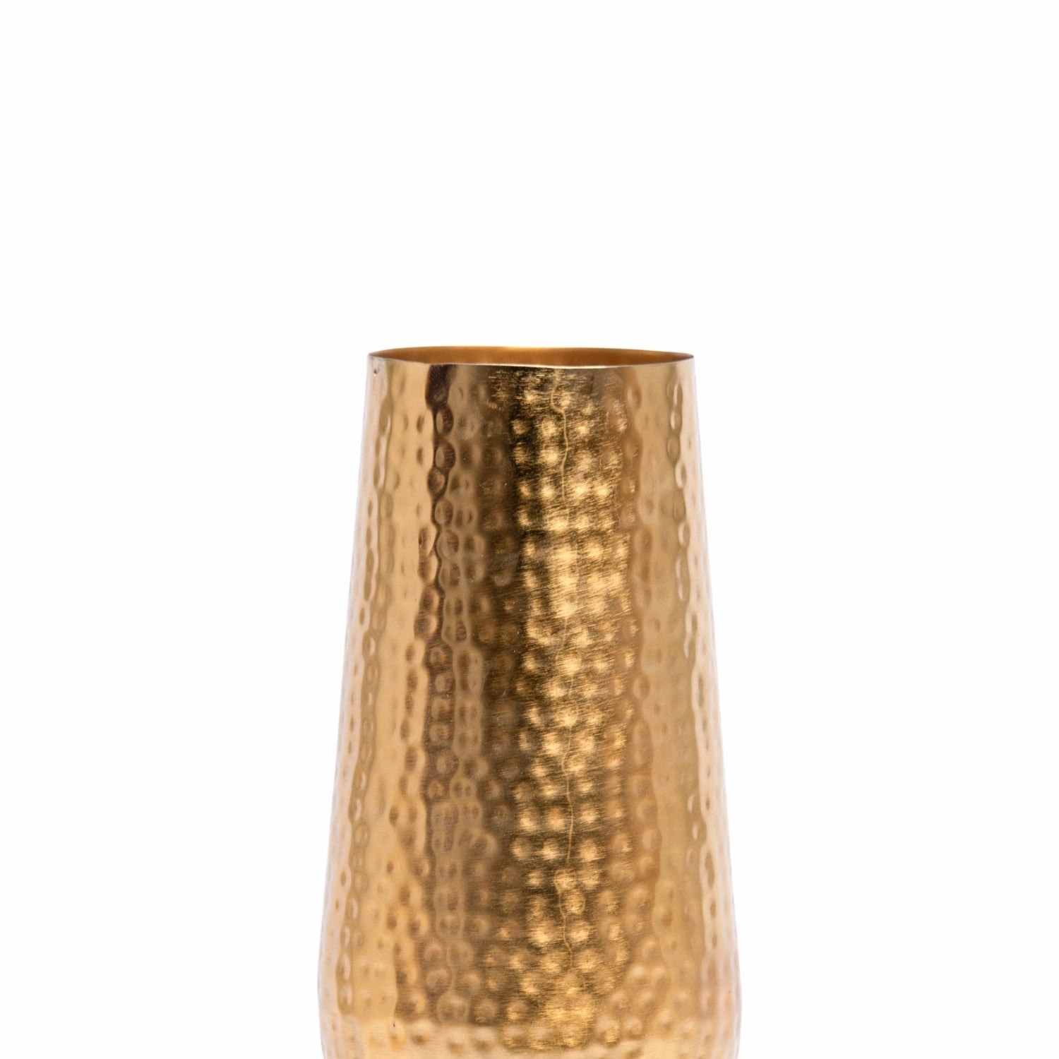 Decorative Golden Hammered Vase  - Cylinder Shape
