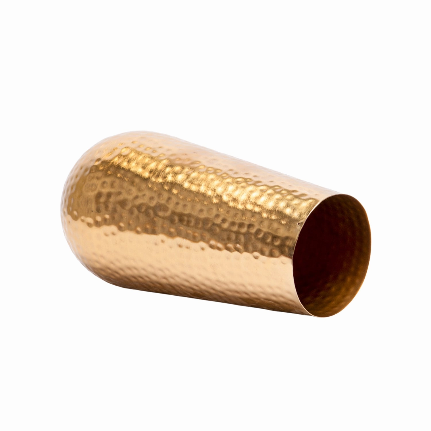 Decorative Golden Hammered Vase  - Cylinder Shape