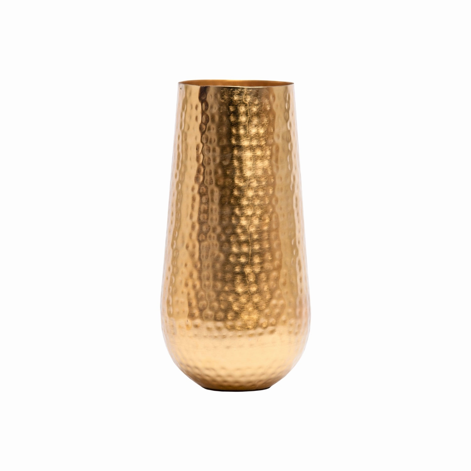 Decorative Golden Hammered Vase  - Cylinder Shape