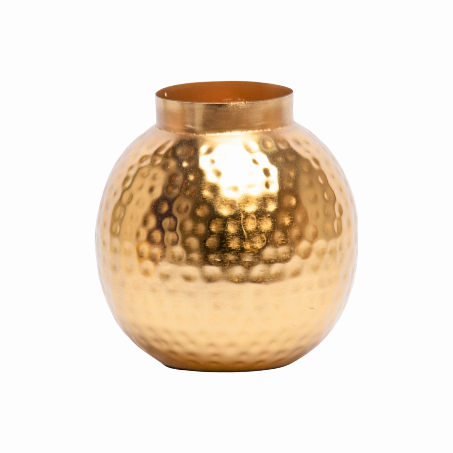 Decorative Golden Hammered Vase - Matka Shape