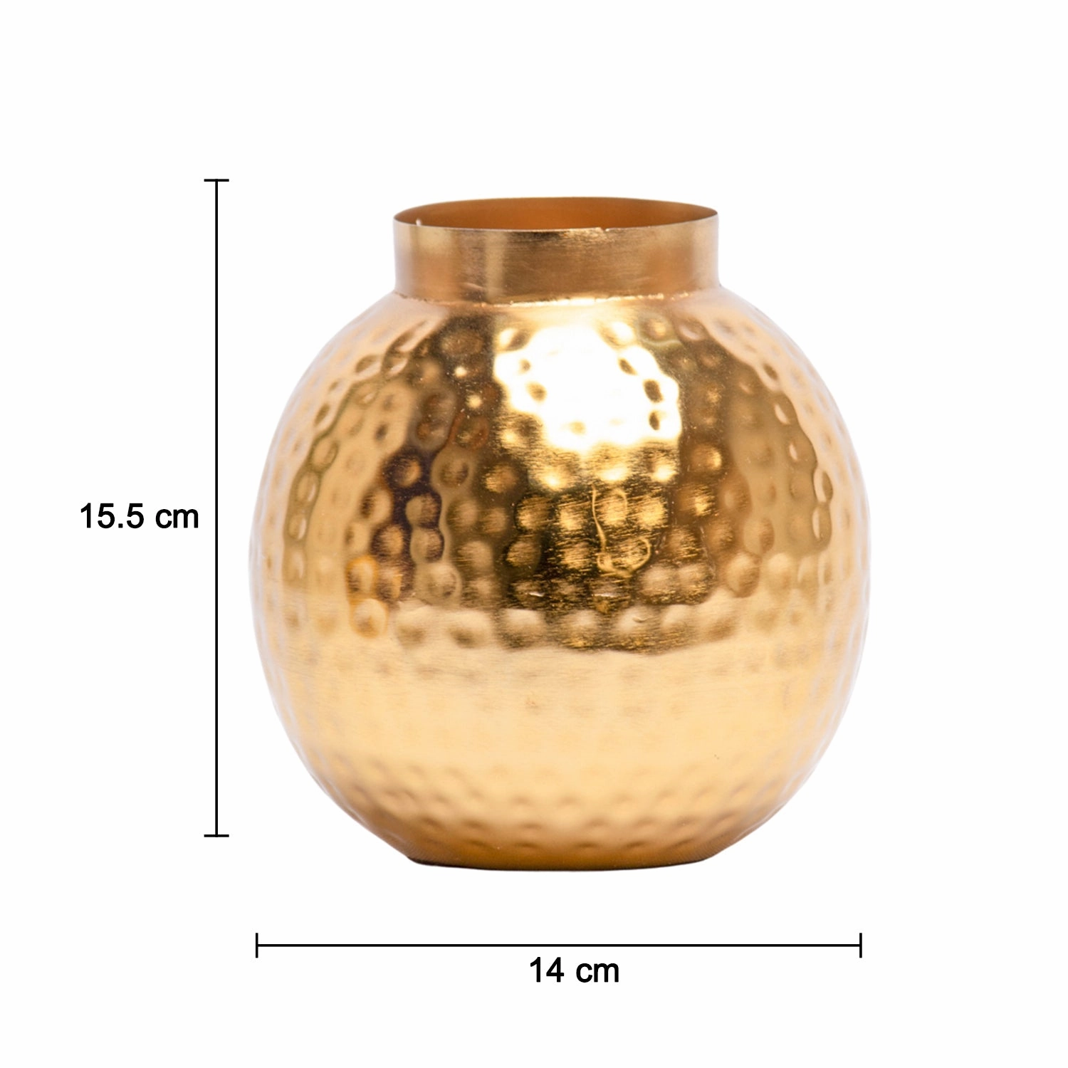 Decorative Golden Hammered Vase - Matka Shape
