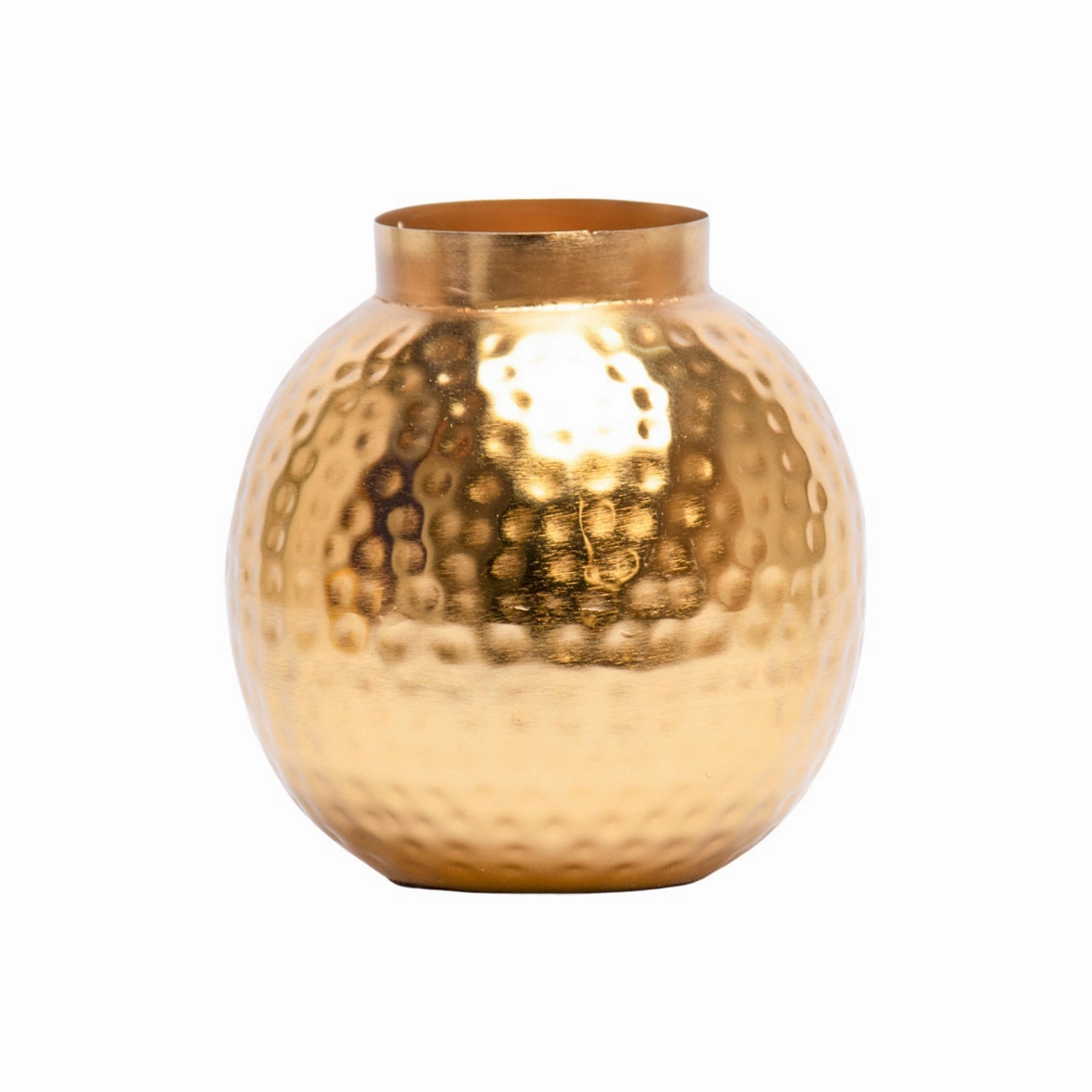Decorative Golden Hammered Vase - Matka Shape