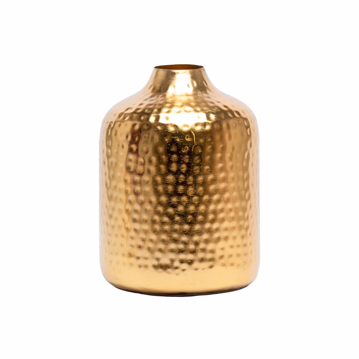 Decorative Hammered Vase  -Golden & Cylinder Shape