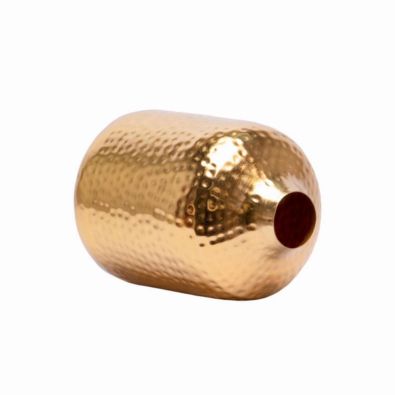 Decorative Hammered Vase  -Golden & Cylinder Shape