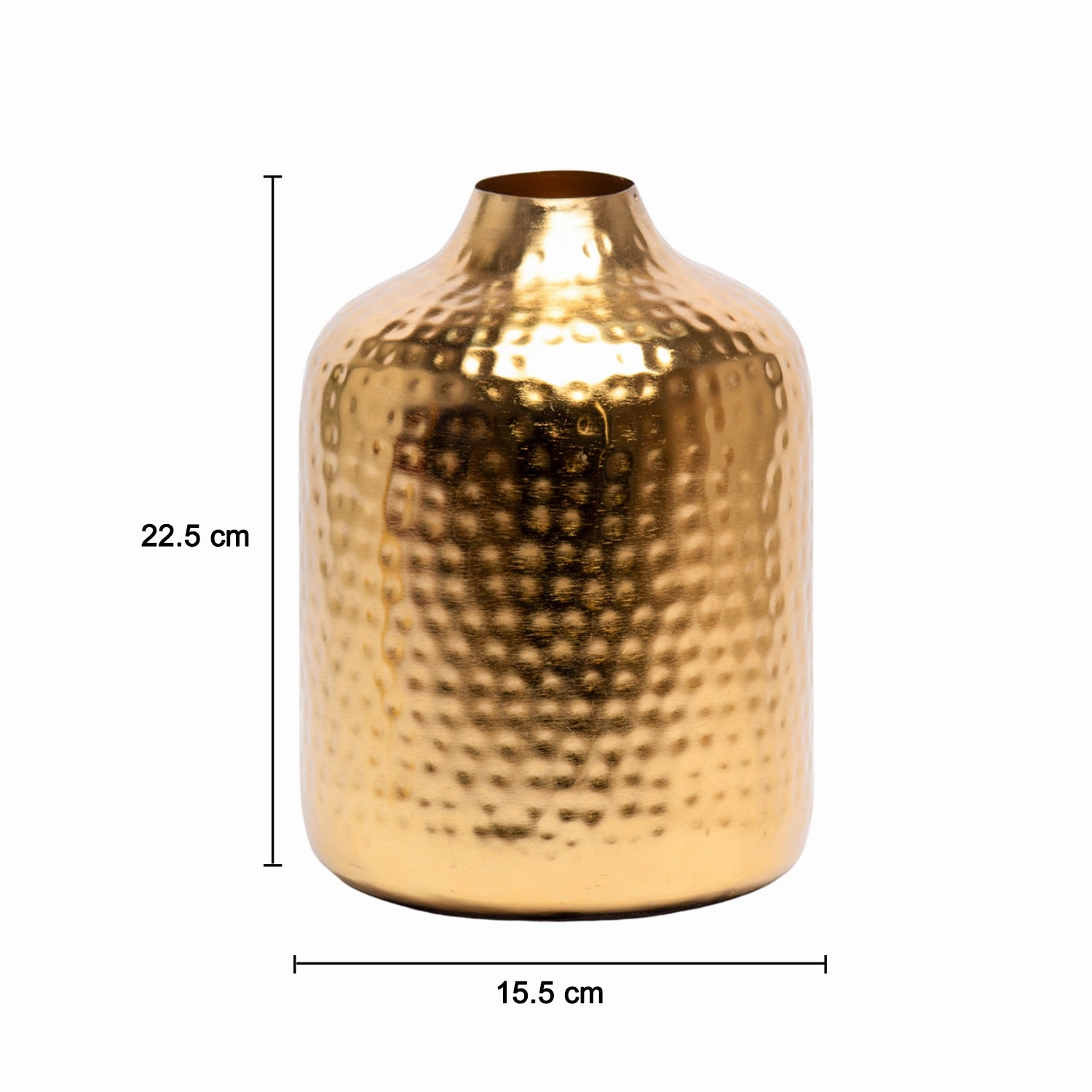 Decorative Hammered Vase  -Golden & Cylinder Shape