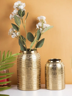 Decorative Modern Gold Metal Table Flower Dolchi Shape Vase for Festive Dcor dried green plant  