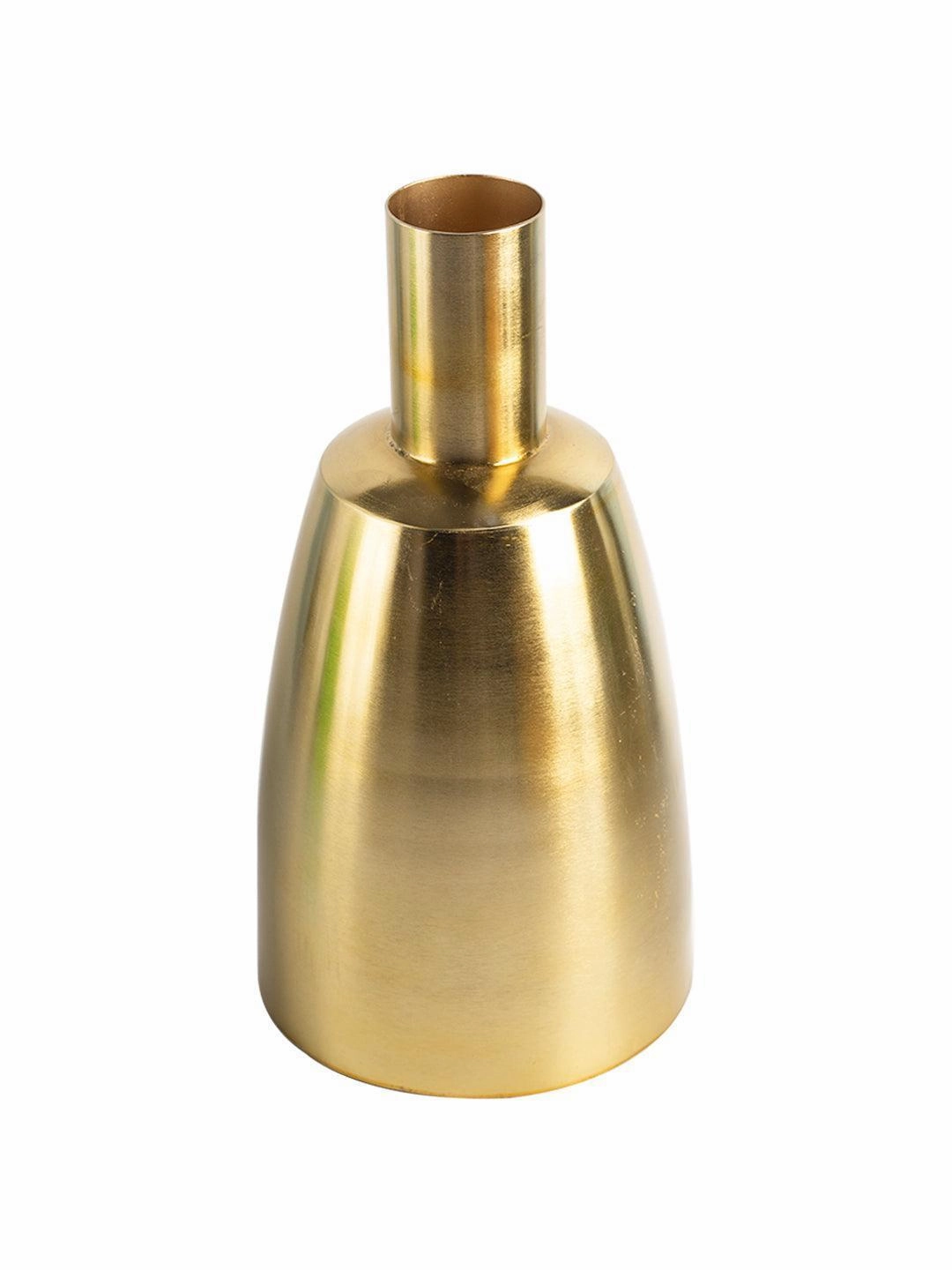 Decorative Modern Gold Metal Table Flower Flask Shape Vase for Festive Dcor