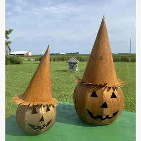 Decorative Rustic Metal Witch Hat For Pumpkin or Table Top decorative plants  