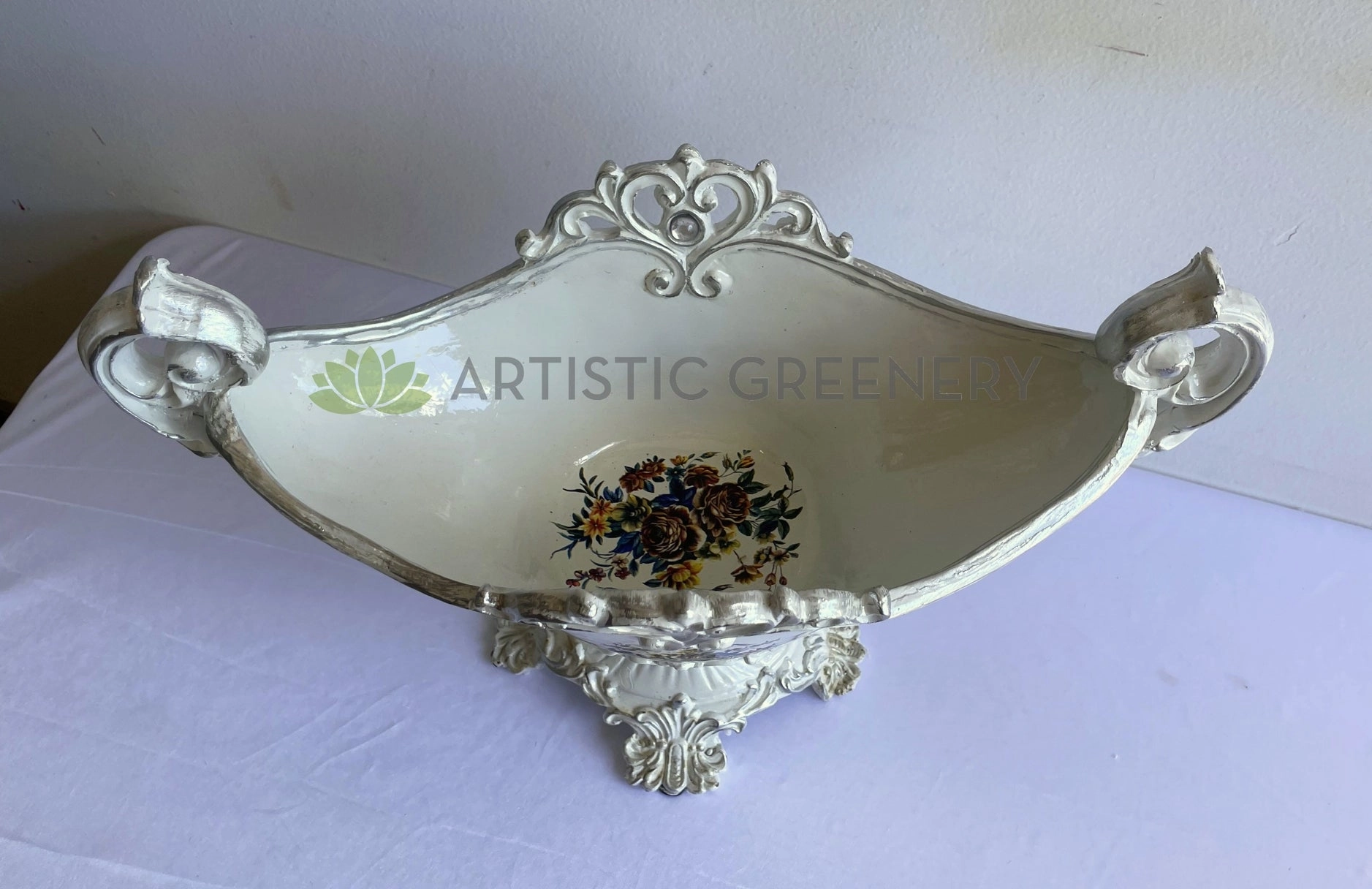 Decorative White Floral Vase - Fiberglass (Code: FG2011-59)