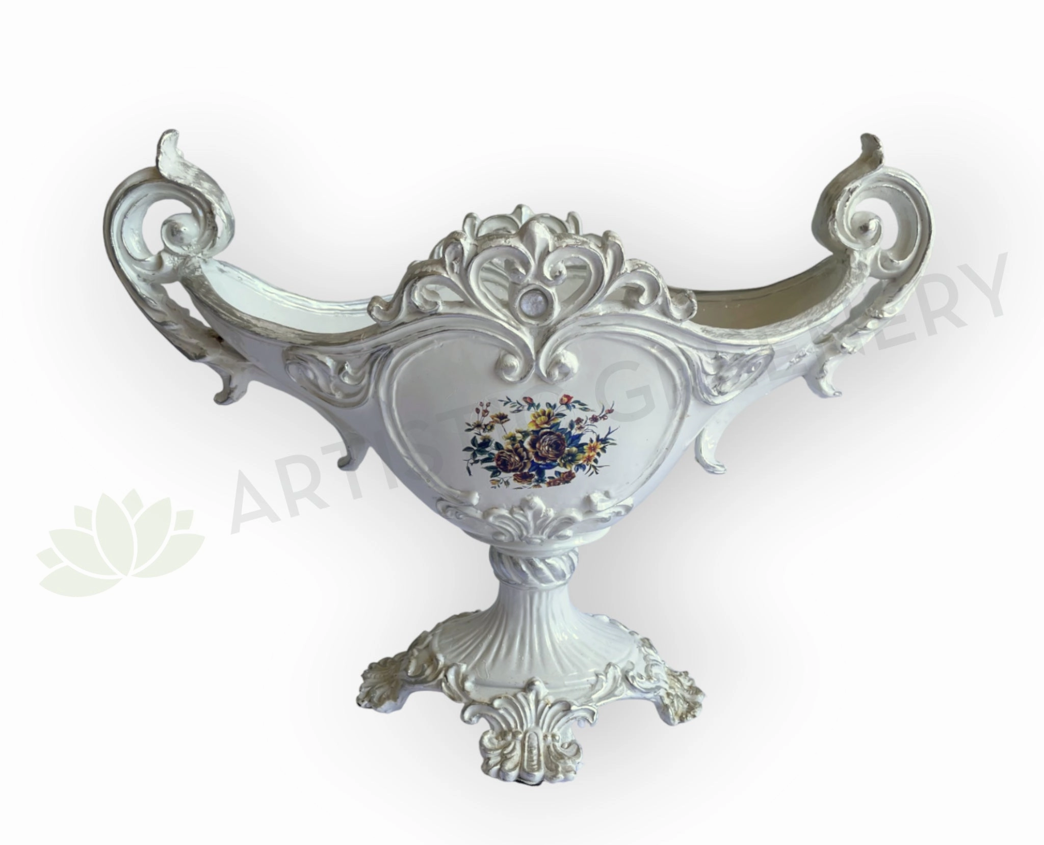 Decorative White Floral Vase - Fiberglass (Code: FG2011-59) outdoor greenery  