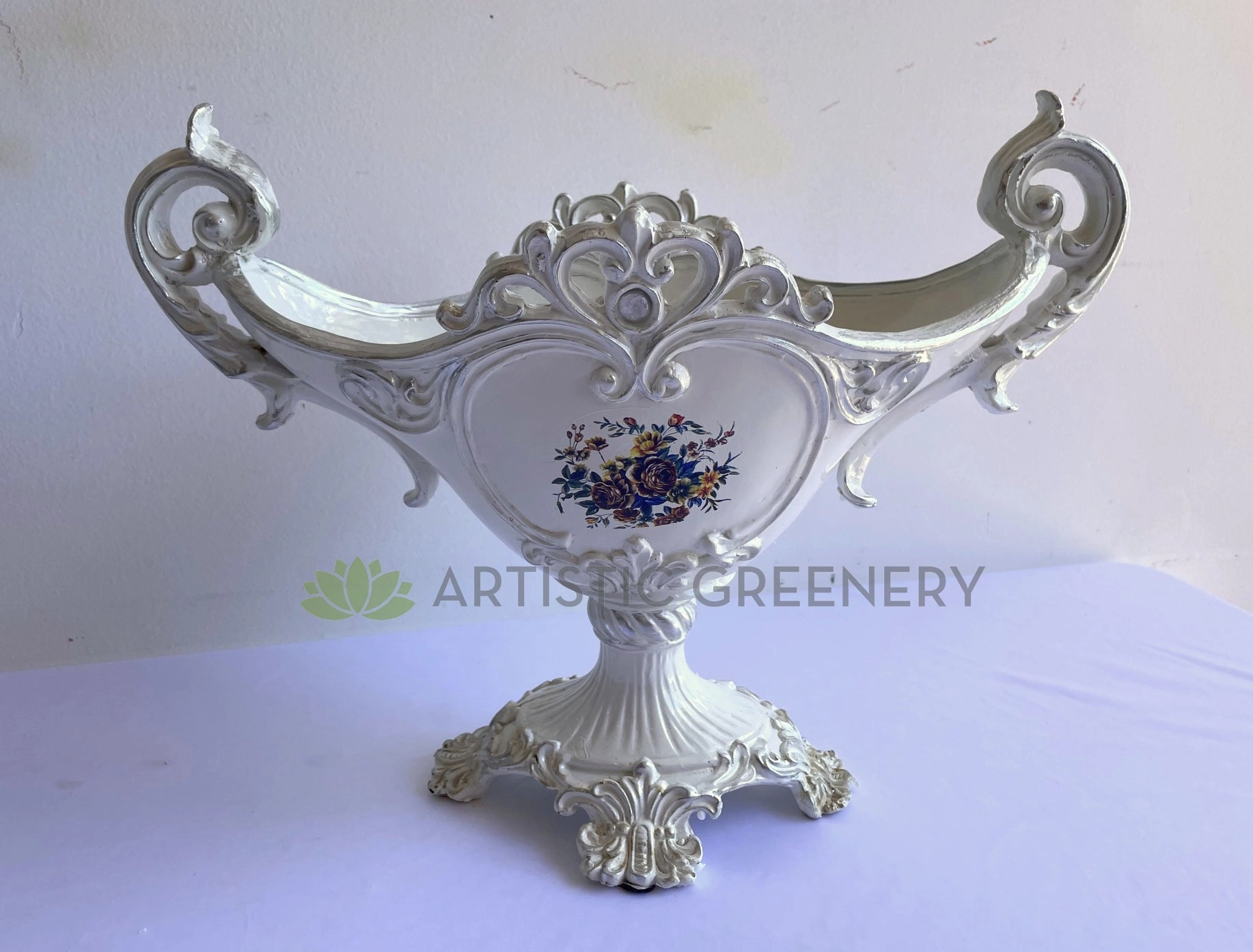 Decorative White Floral Vase - Fiberglass (Code: FG2011-59)