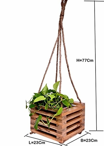 Decorative Wooden Hanging Planter (23 X 23 X 77 cm)