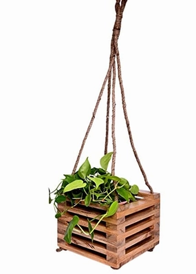 Decorative Wooden Hanging Planter (23 X 23 X 77 cm) classic flowerpot  