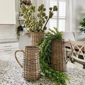 Decorative Woven Pitchers outdoor greenery  