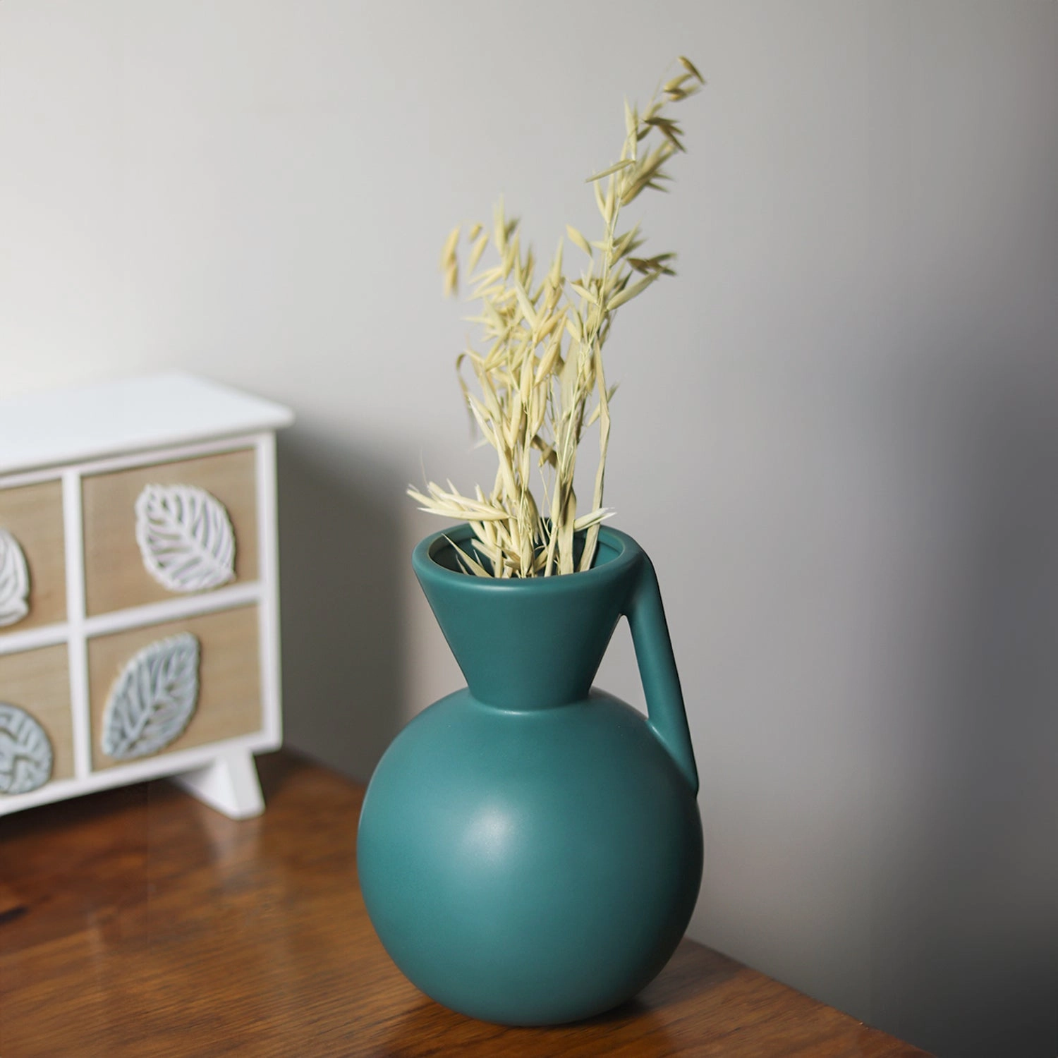 Deep Sea Green Decorative Vase dried green plant  