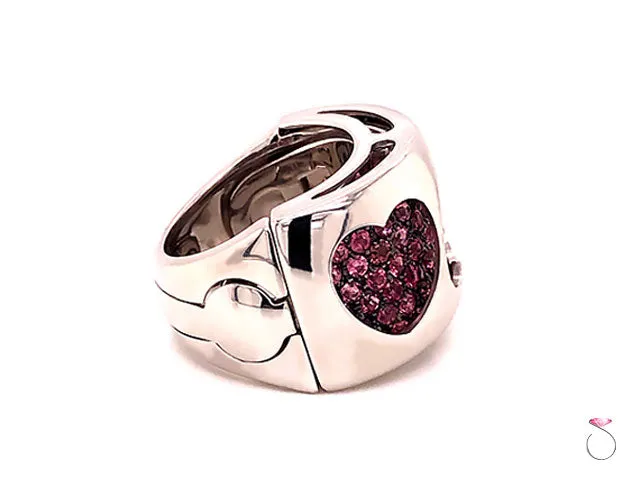 Designer Pink Tourmaline Convertible Hearts Ring By Assor Gioielli