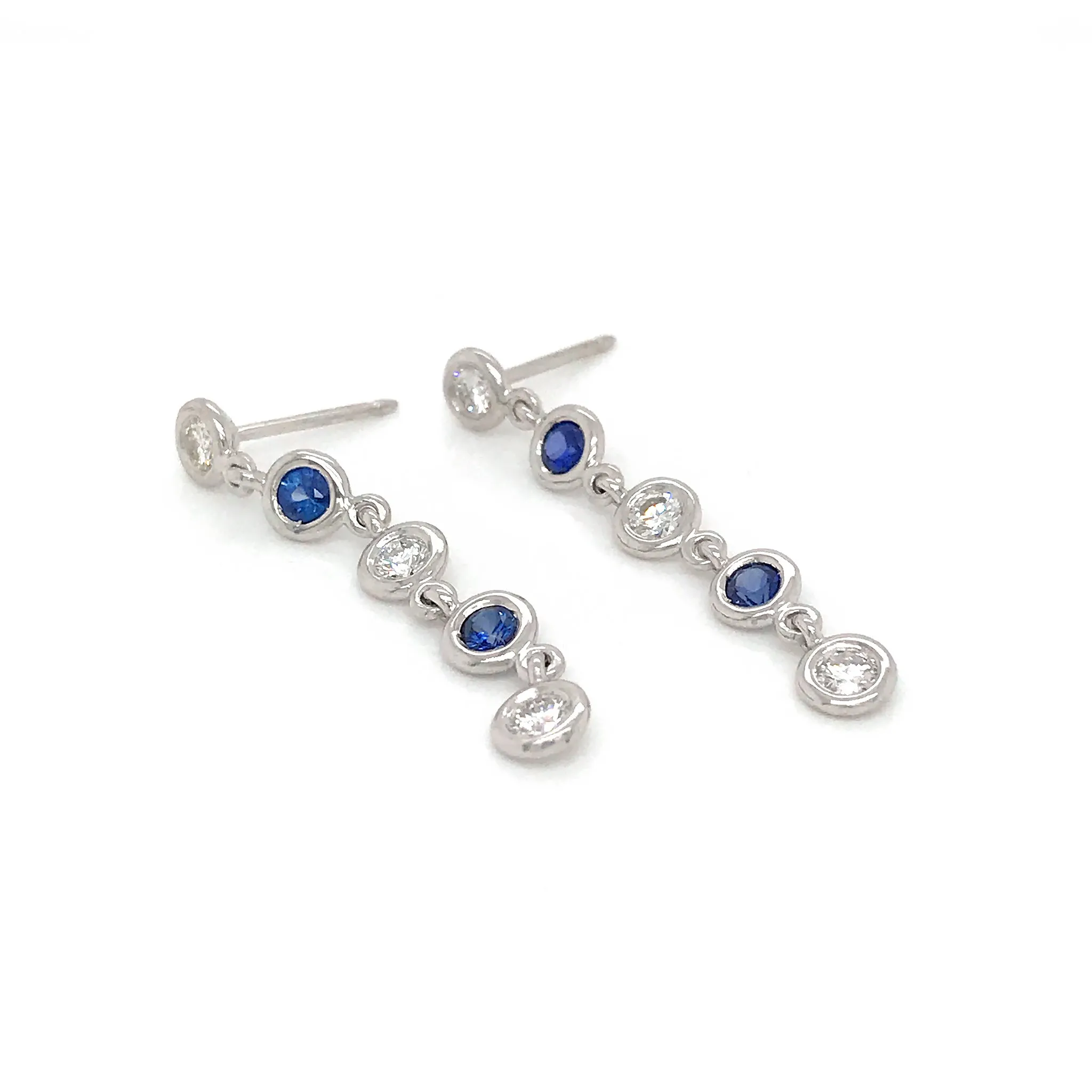 Diamond and Sapphire Drop Earrings