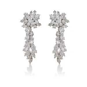 Diamond Day/Night Cluster Pendant Earrings