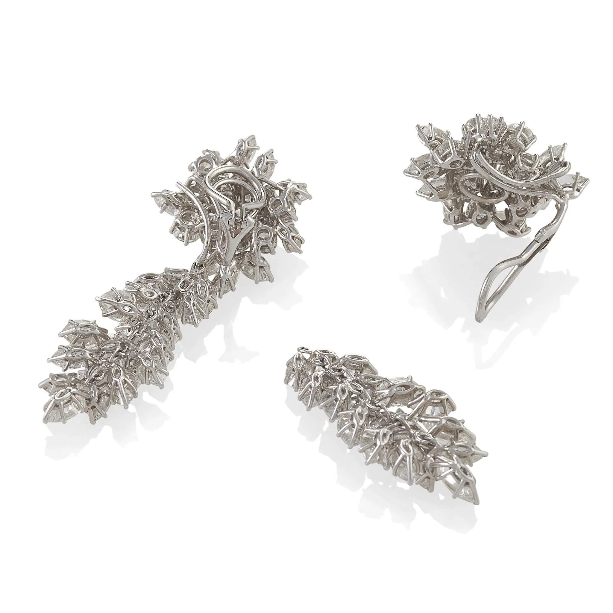 Diamond Day/Night Cluster Pendant Earrings