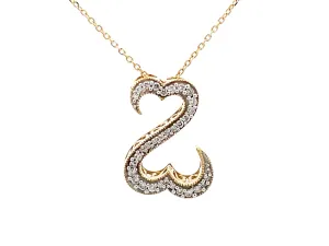 Diamond Double Open Heart Necklace in 14k Yellow Gold