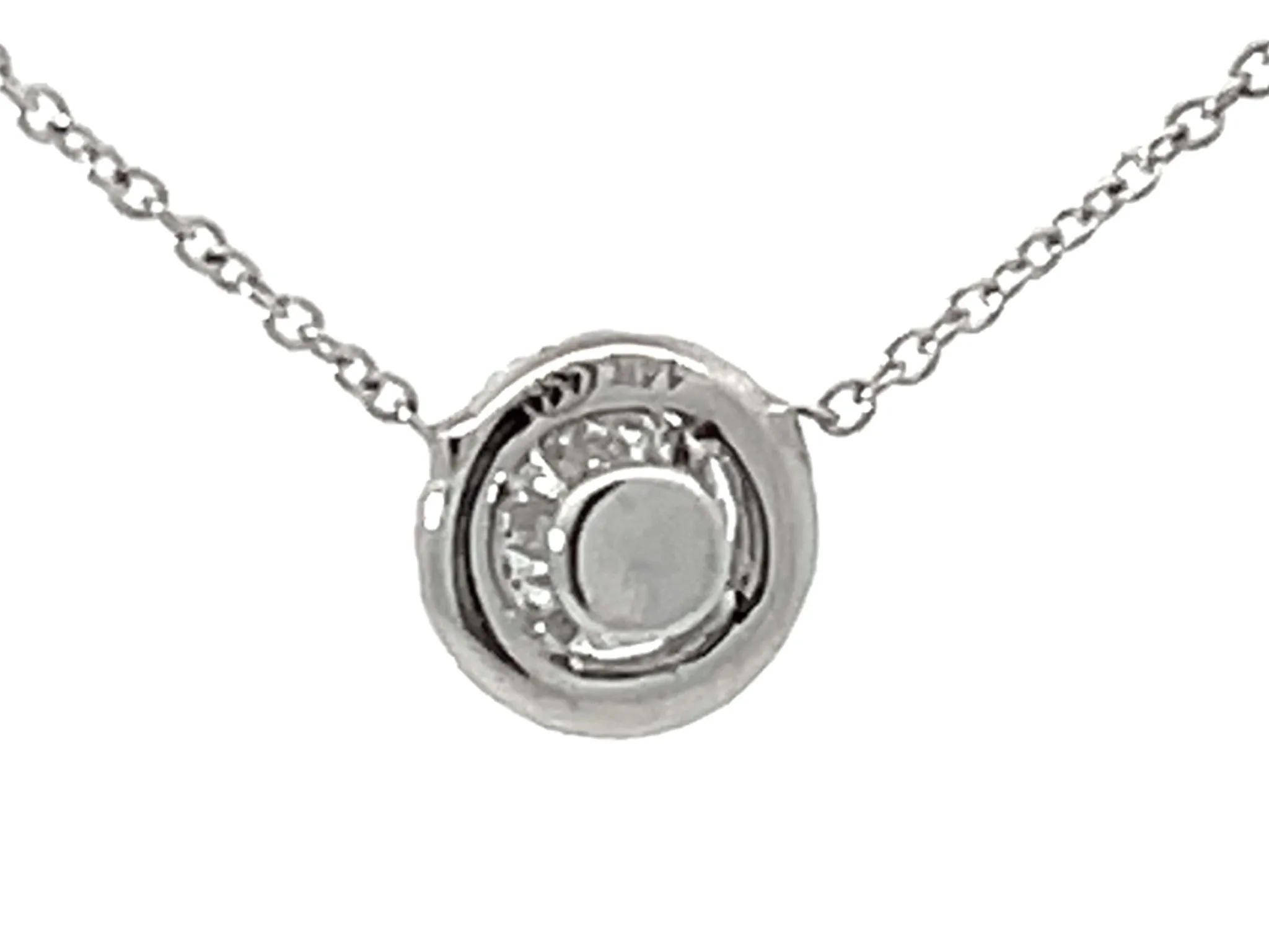 Diamond Halo Necklace Solid 14k White Gold