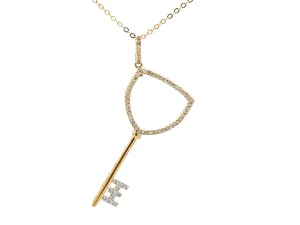 Diamond Key Necklace in 14k Yellow Gold