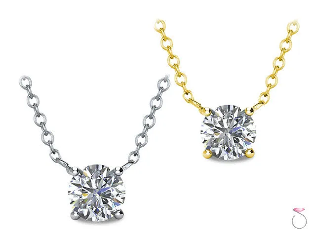 Diamond Solitaire Pendant 1/4ct with Chain in 14K Gold