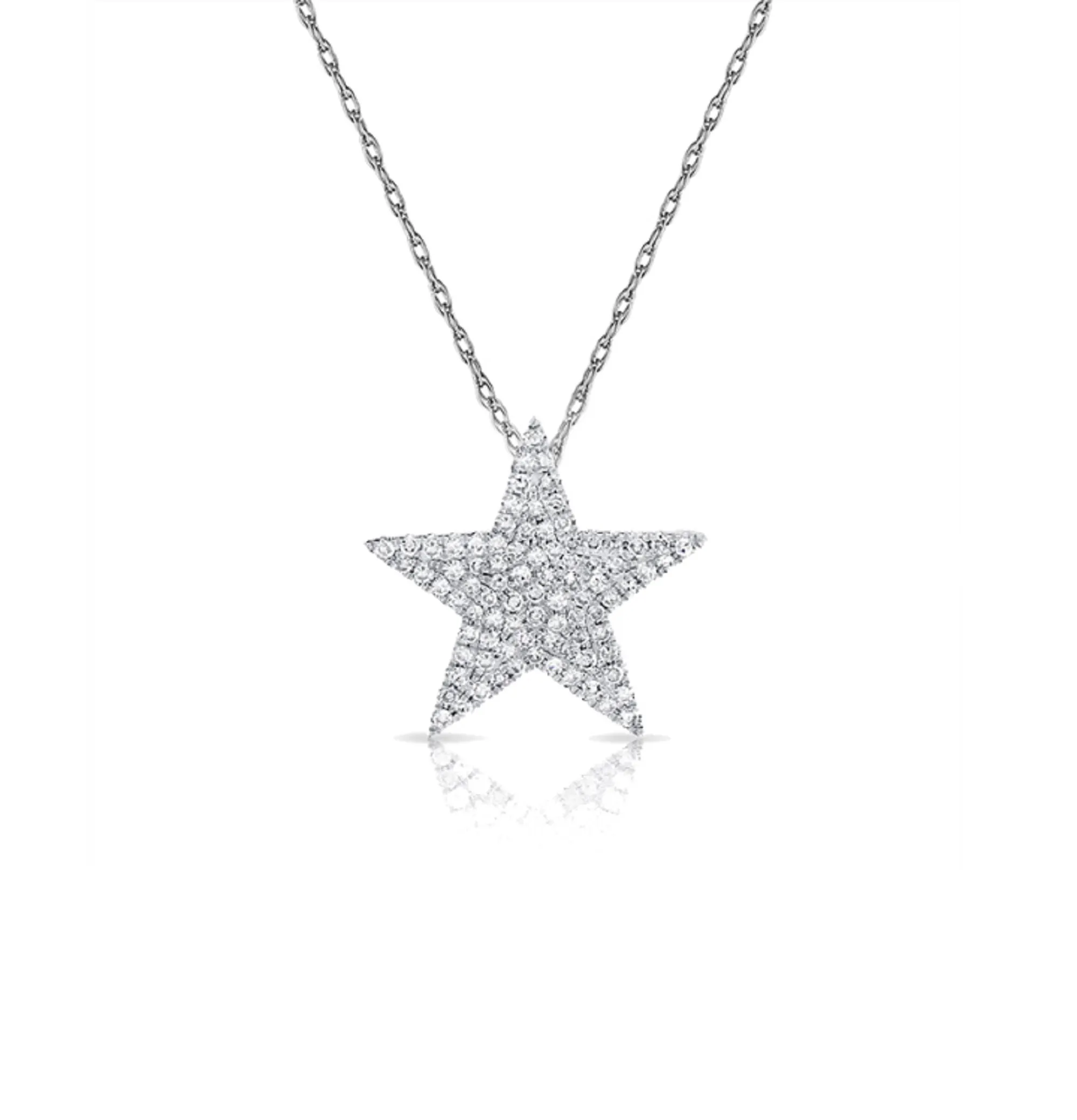 Diamond Star Necklace in 14K White Gold