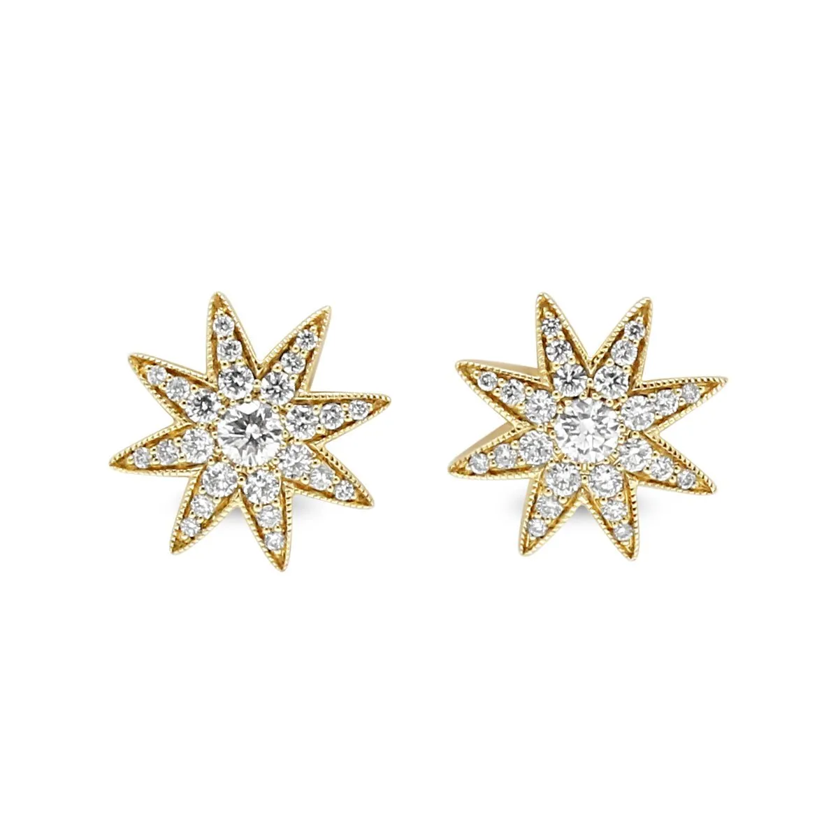 Diamond Star Studs - 18ct Yellow Gold
