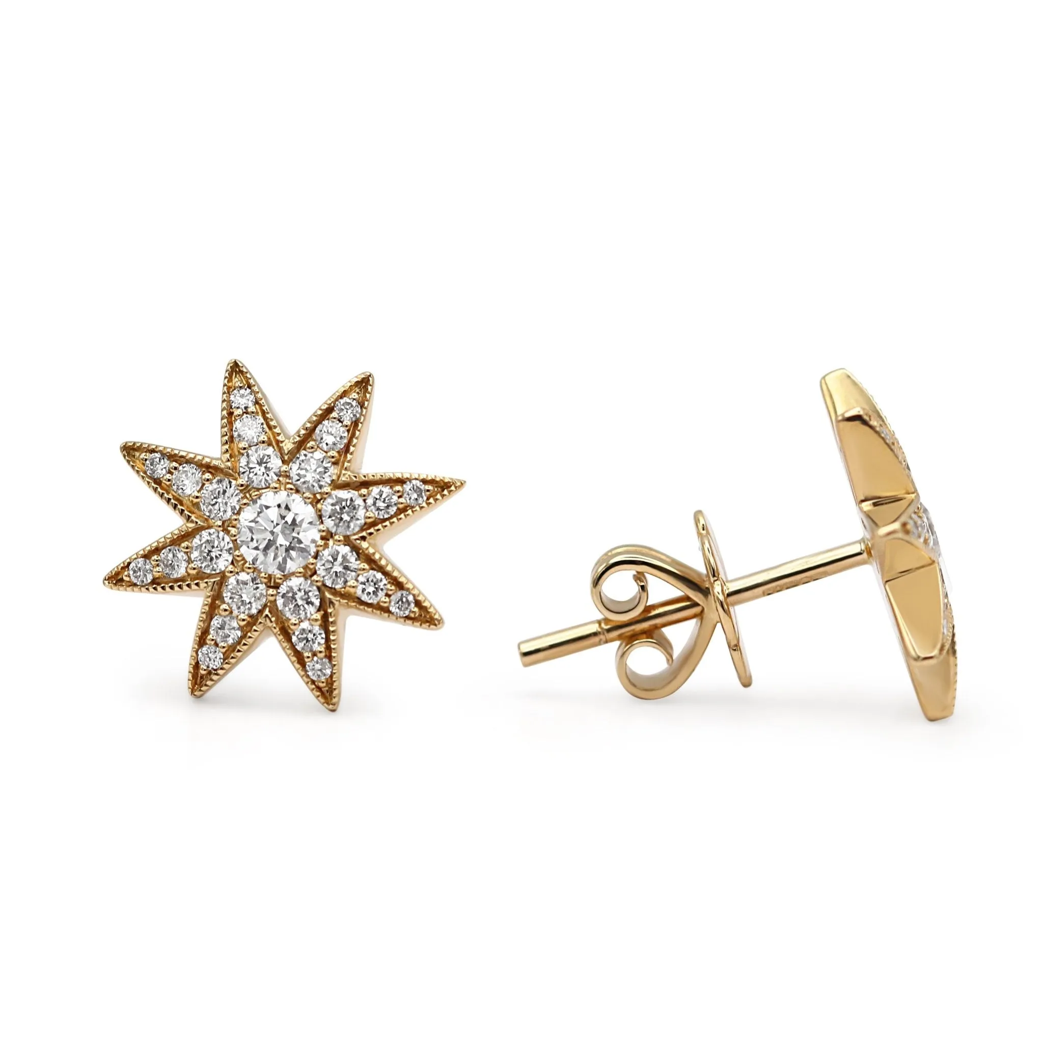 Diamond Star Studs - 18ct Yellow Gold