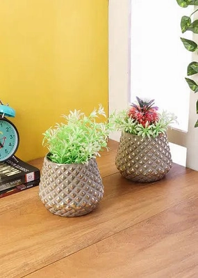Diamond Glass Planter, Grey (Set of 2) shade perennial  