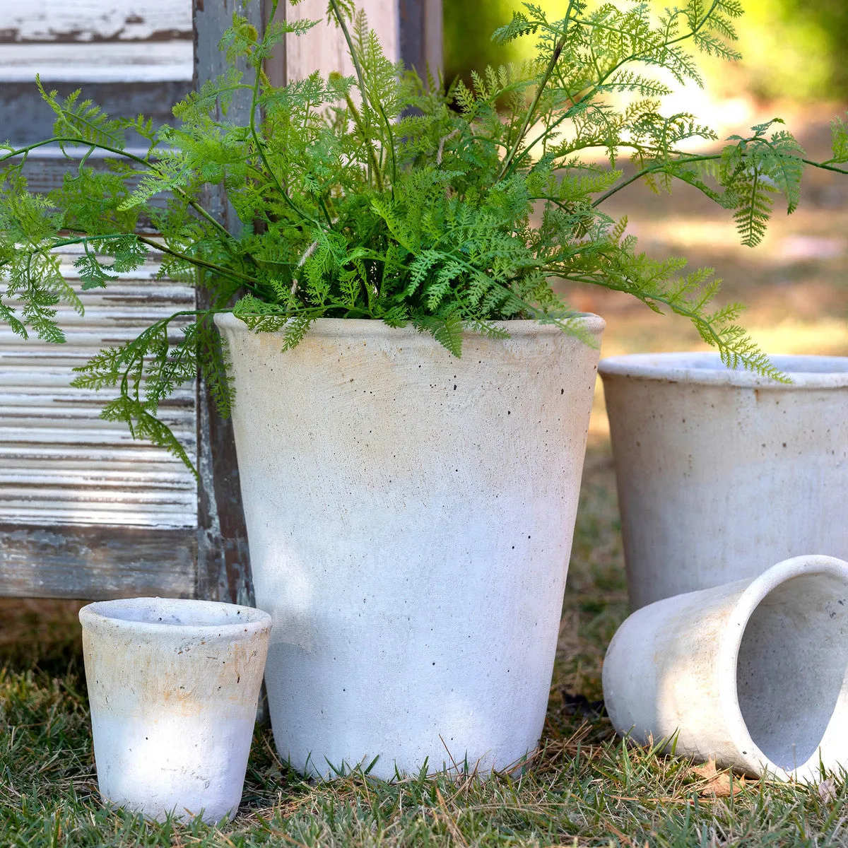 Distressed Concrete Tall Large Planter dried flowers  