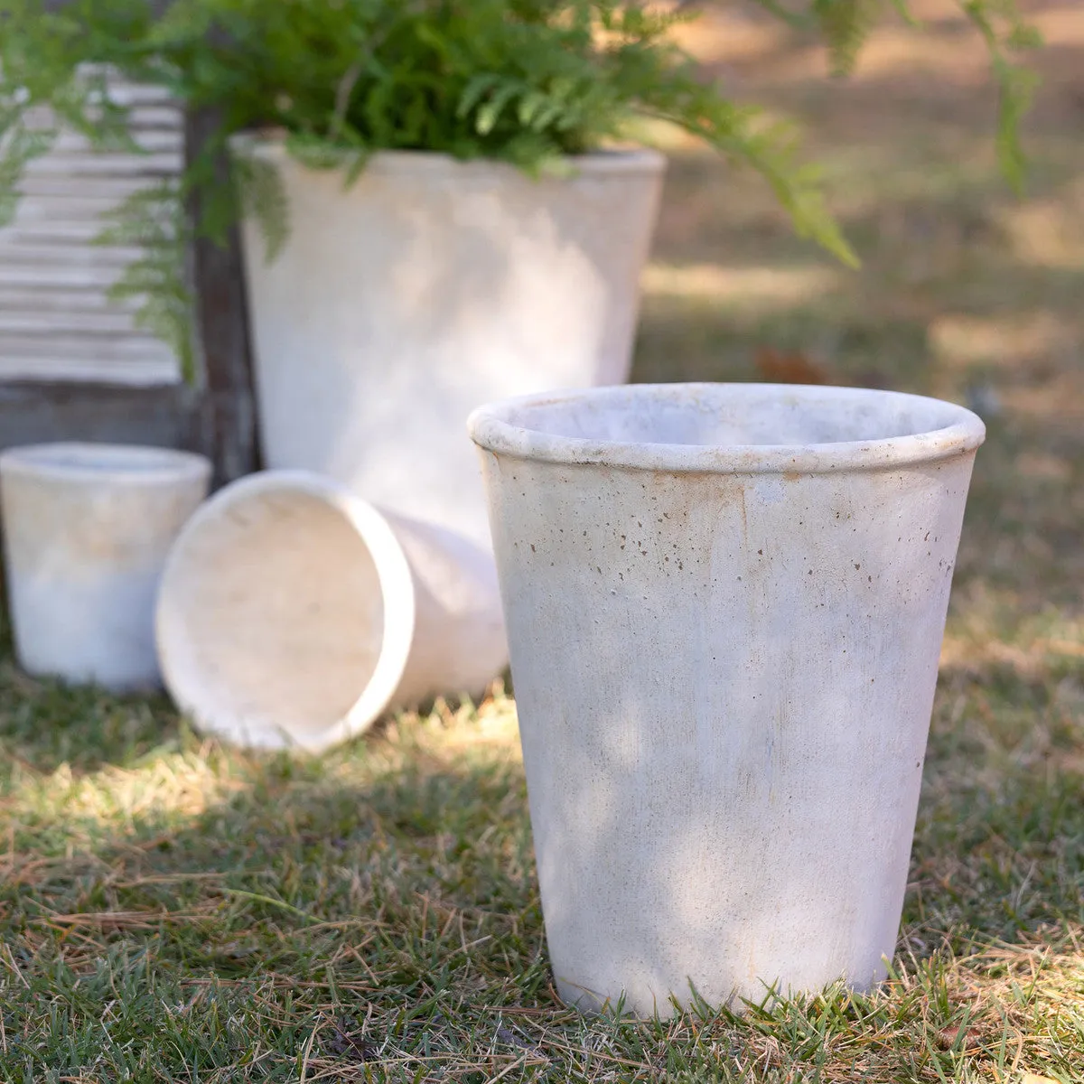 Distressed Concrete Tall Medium Planter dried flowers  