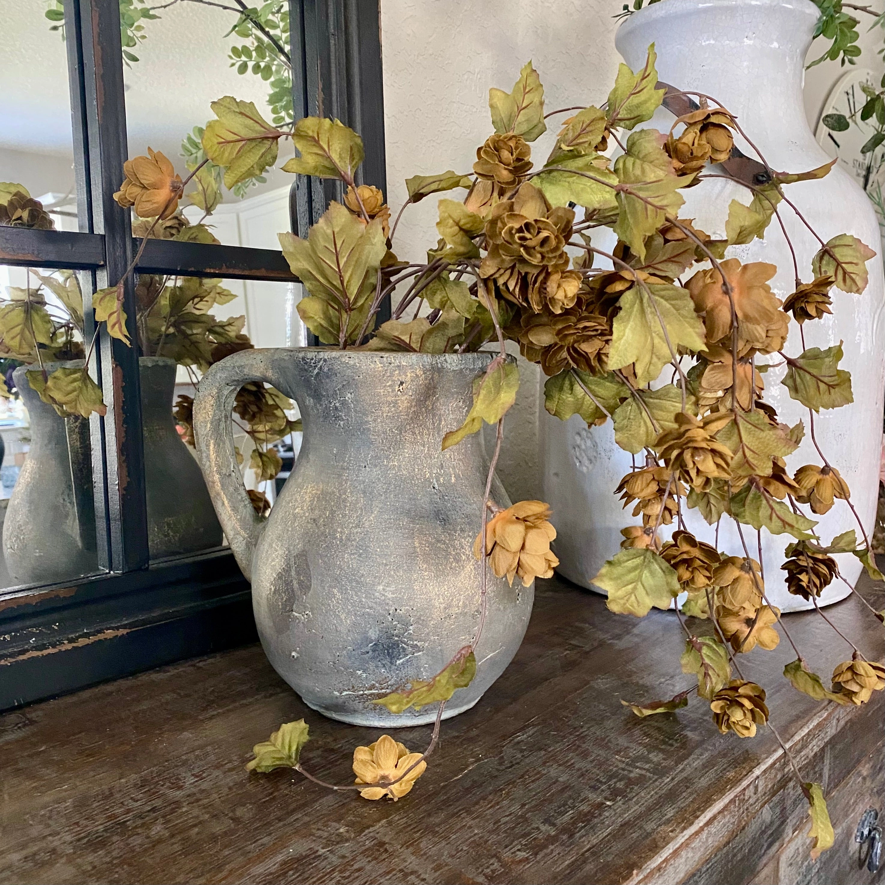 Distressed Terracotta Pitcher Black With Gold