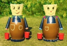 Doll Planters (Made of Rubber) hanging green plant  