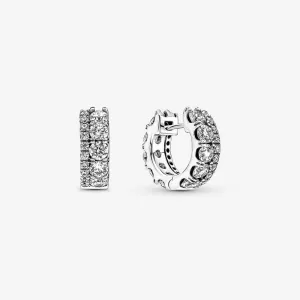 Double Band Pav Hoop Earrings