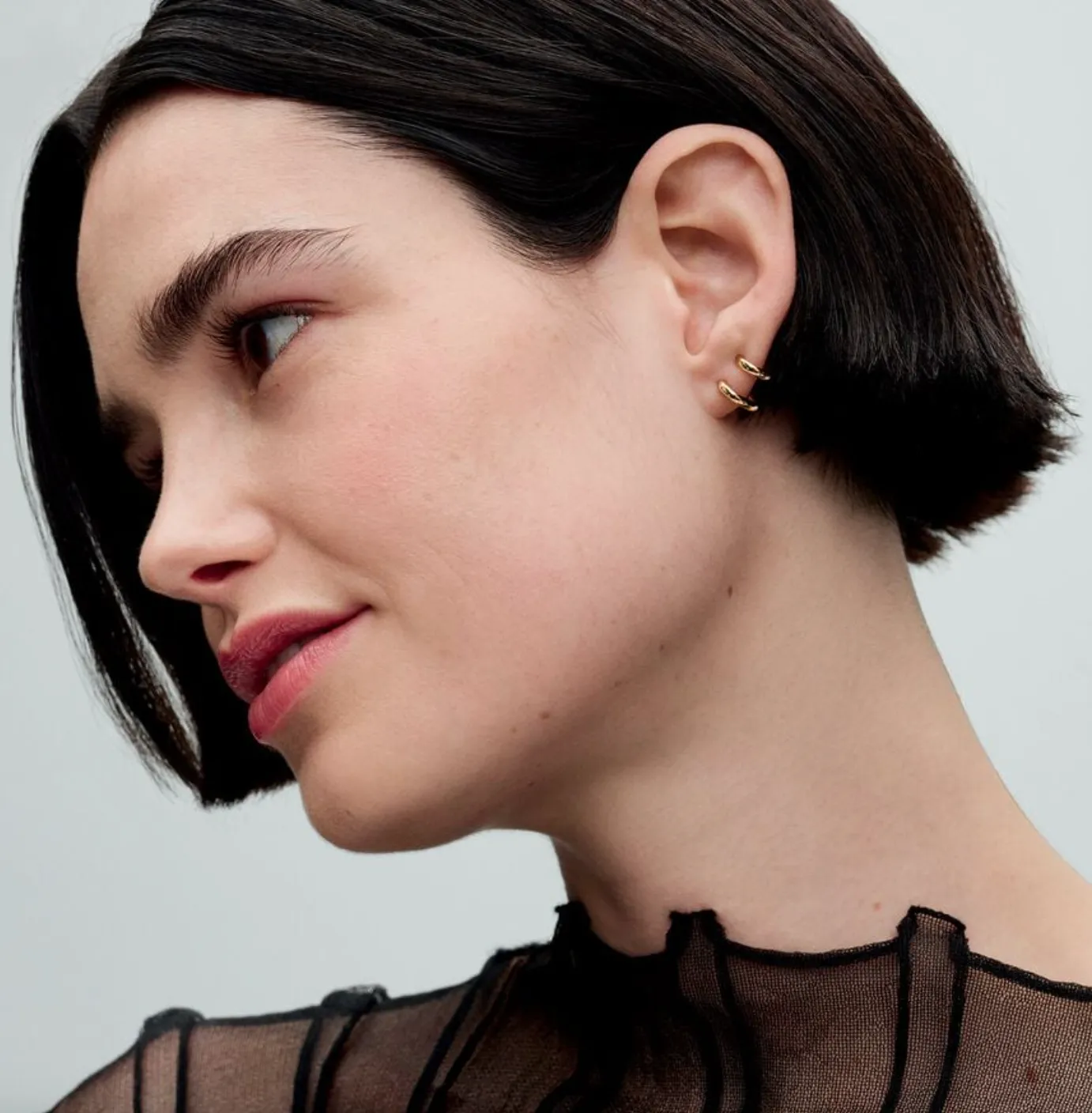Double Huggie Hoop Earrings