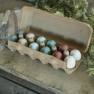 Dozen Painted Wooden Eggs dried flowers  
