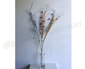 DS0015 Glitter Decorative Sticks 115cm Silver / Bronze / Gold dried green plant  