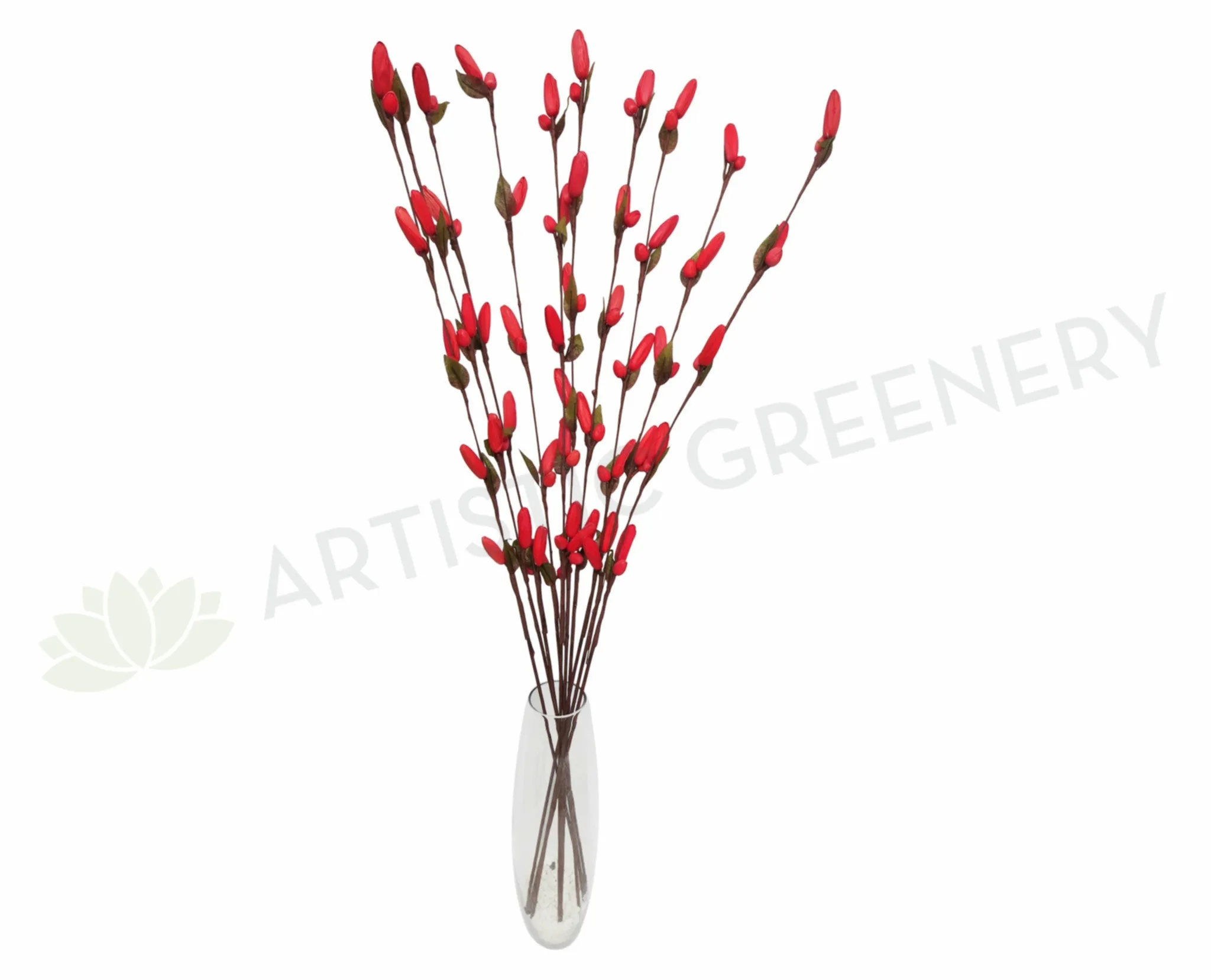 DS0041C Decorative Sticks with Hanging Flowers 103cm Red dried green plant  