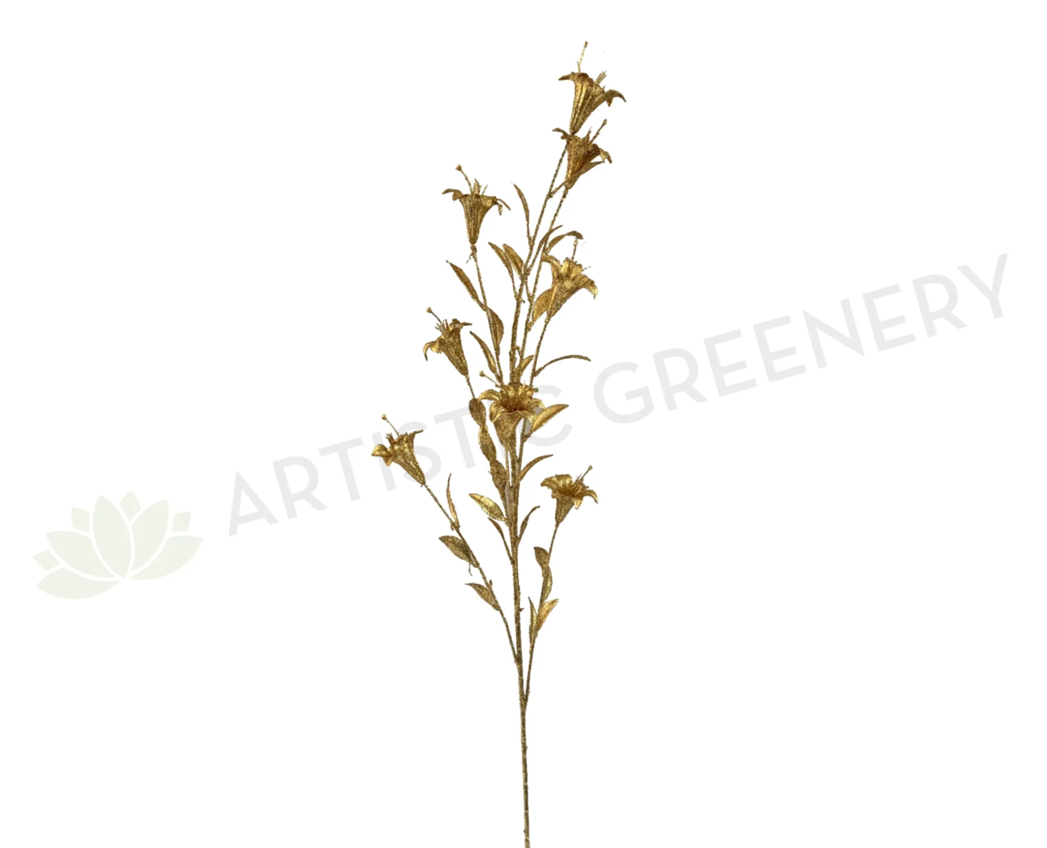 DS0047S Glitter Lily Stem 71cm Gold dried green plant  