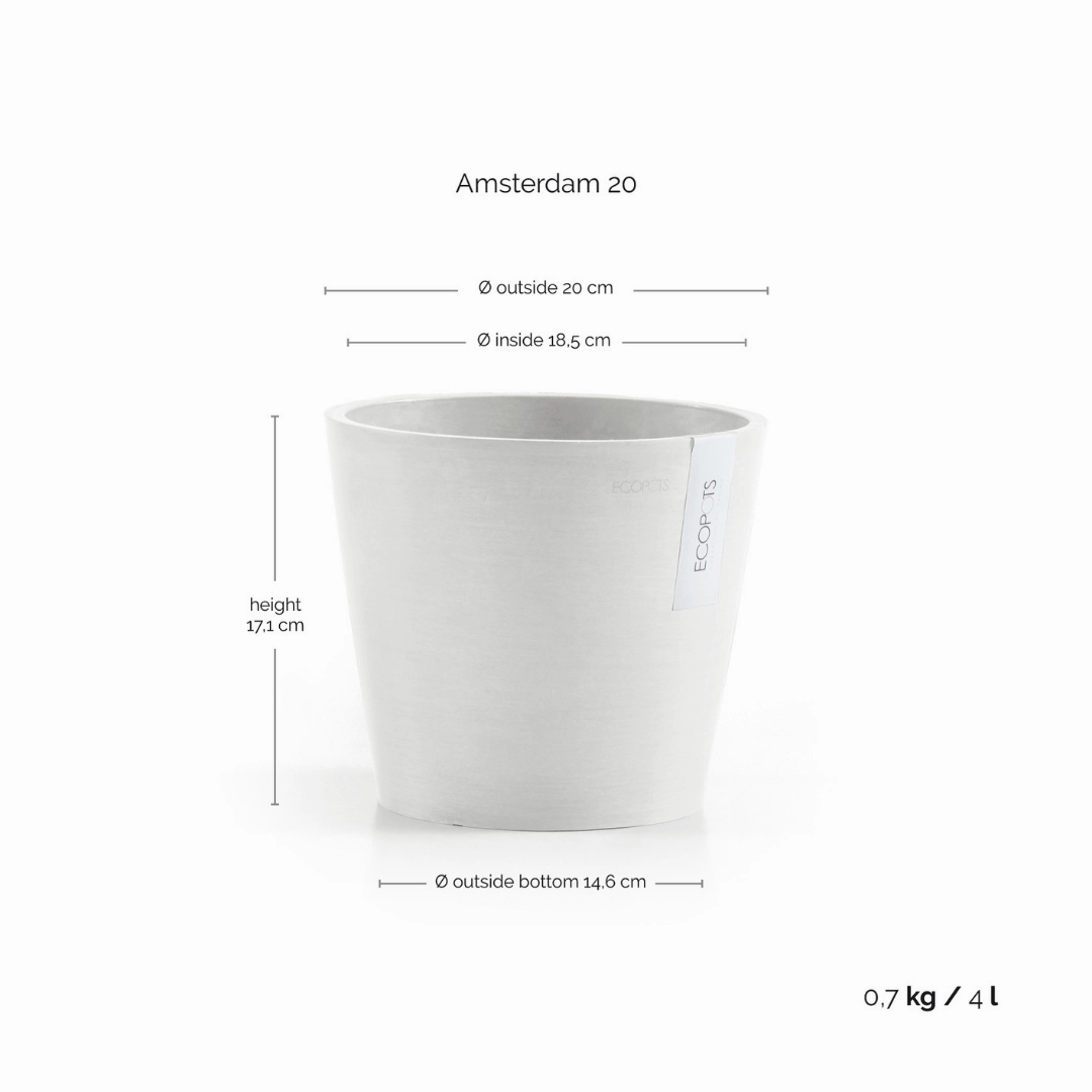 Ecopots Amsterdam 20 Pure White