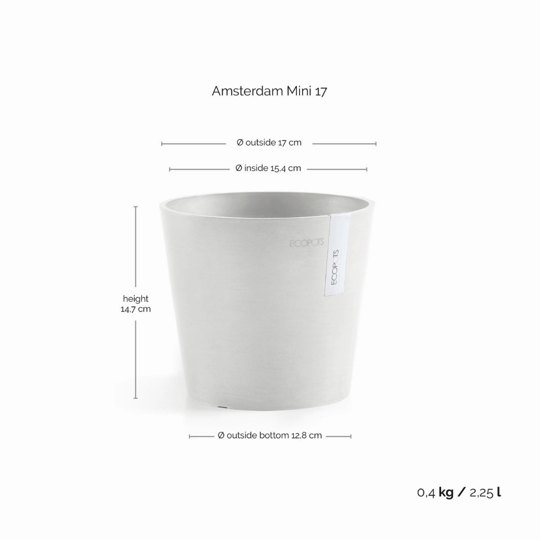 Ecopots Amsterdam Mini Pot Pure White