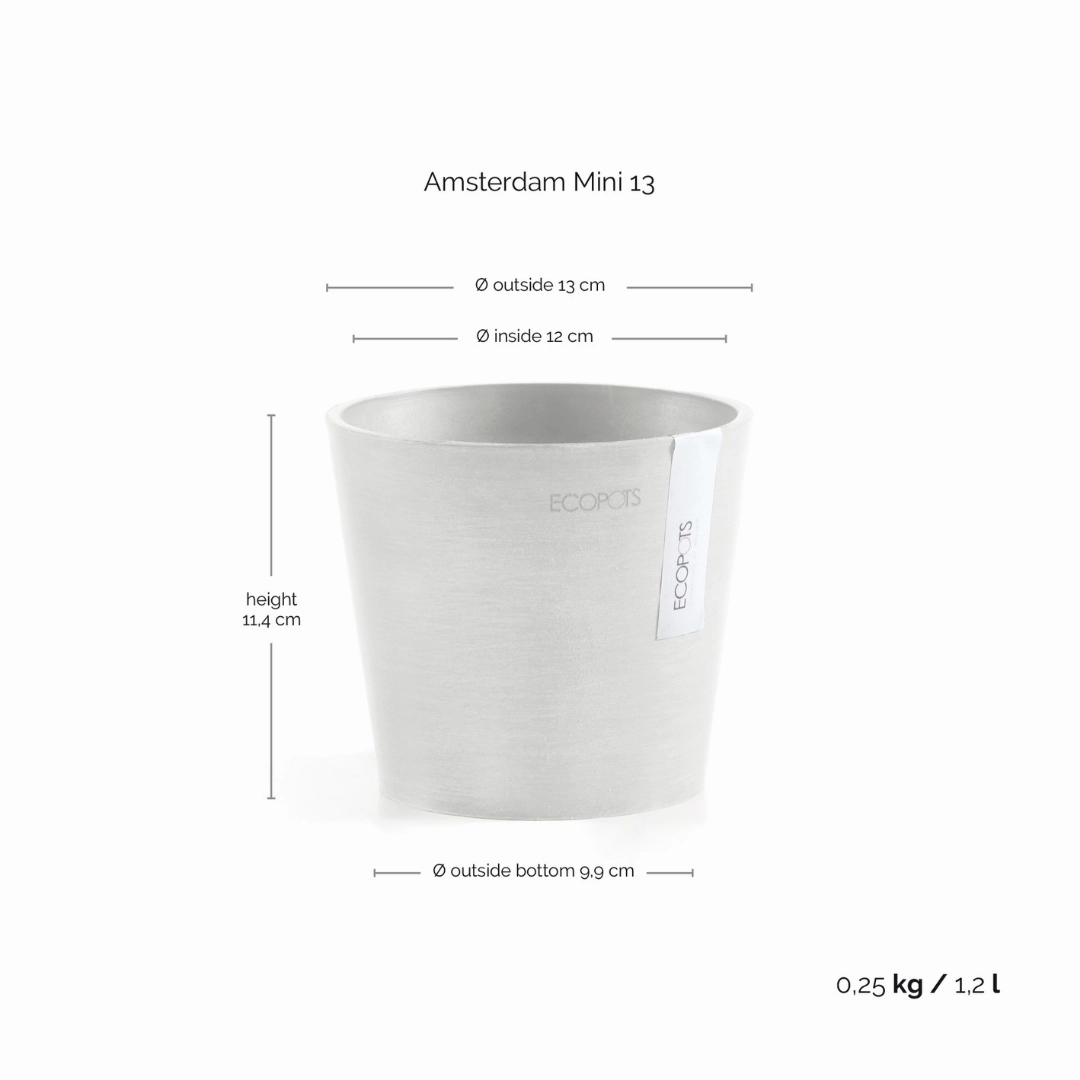 Ecopots Amsterdam Mini Pot Pure White