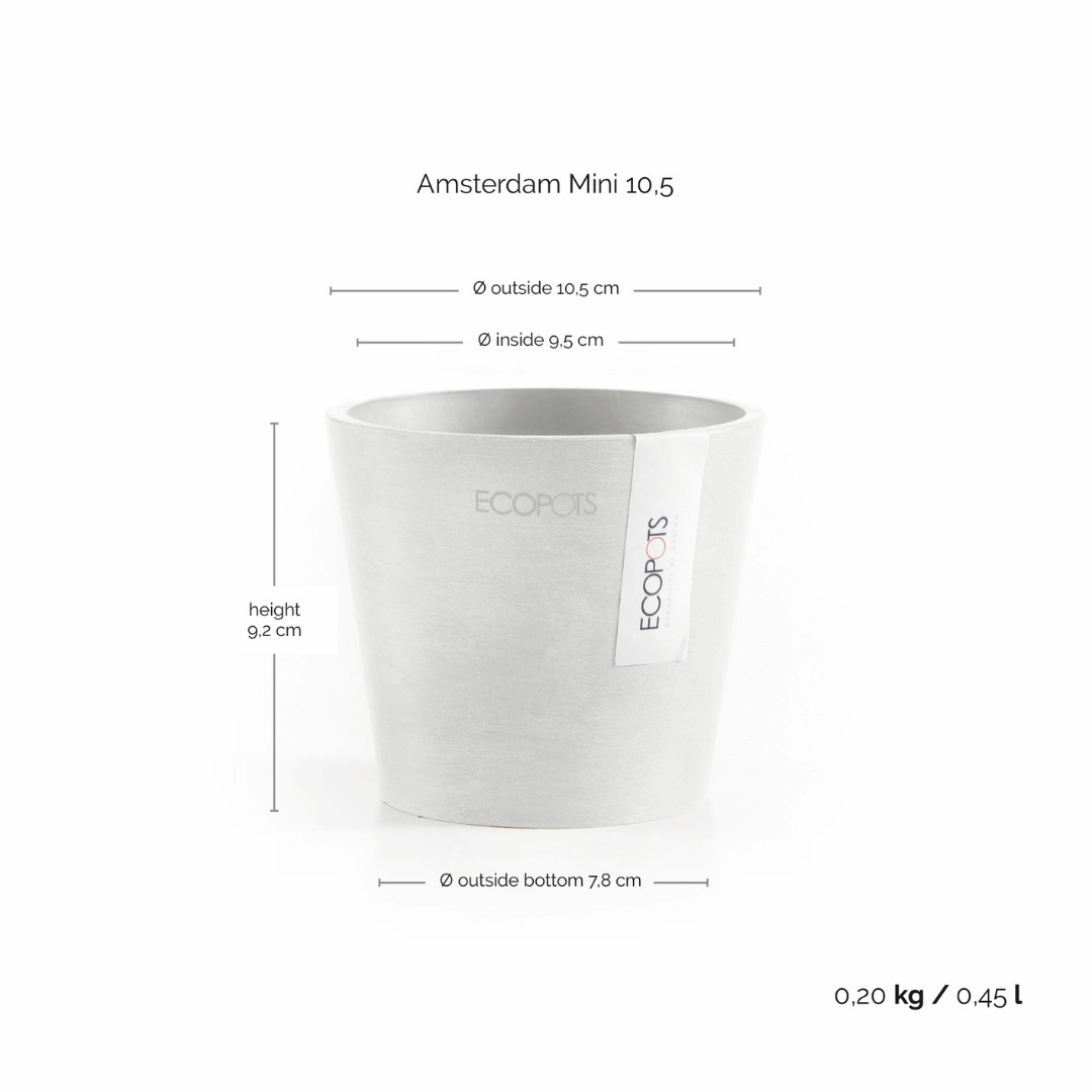 Ecopots Amsterdam Mini Pot White Grey