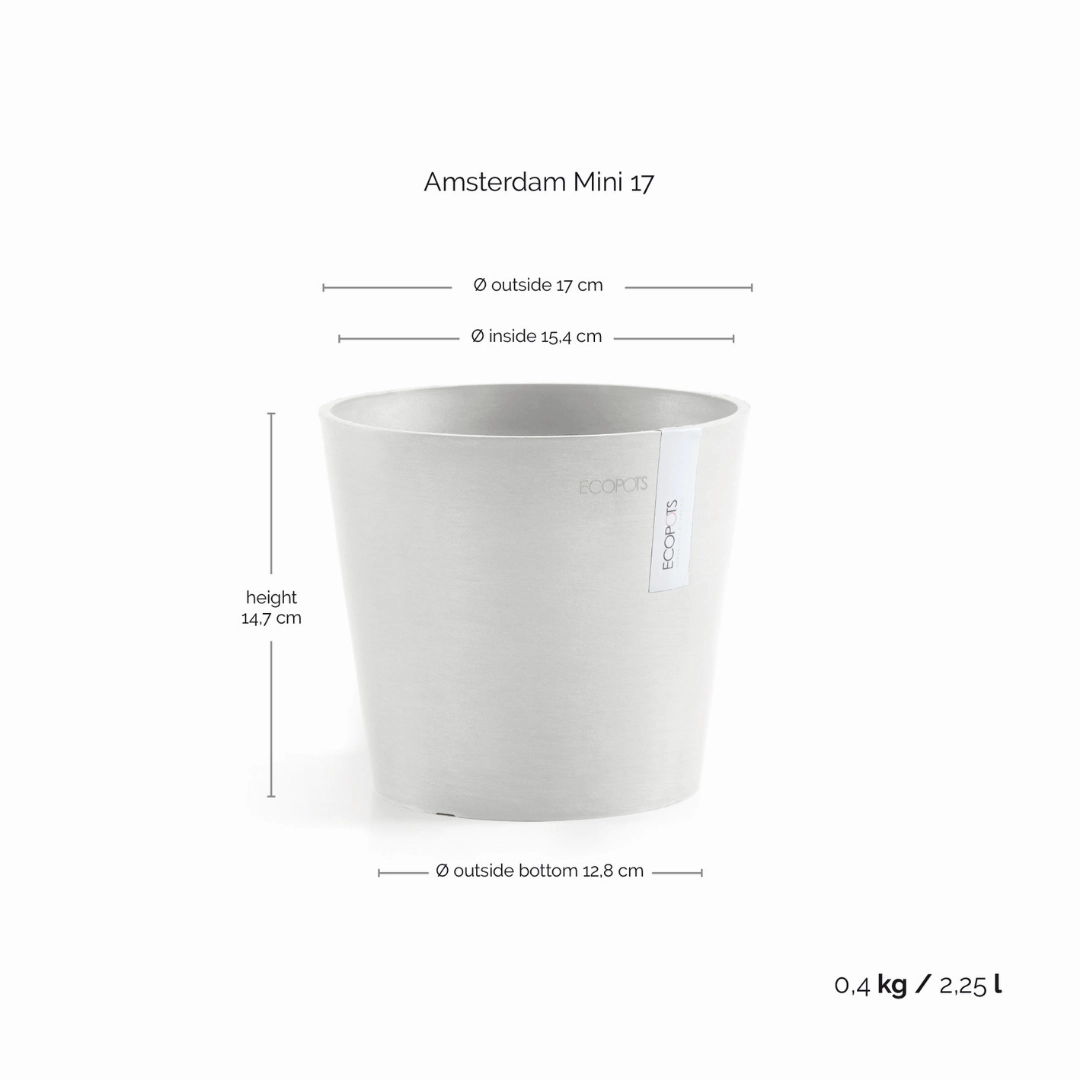Ecopots Amsterdam Mini Pot White Grey