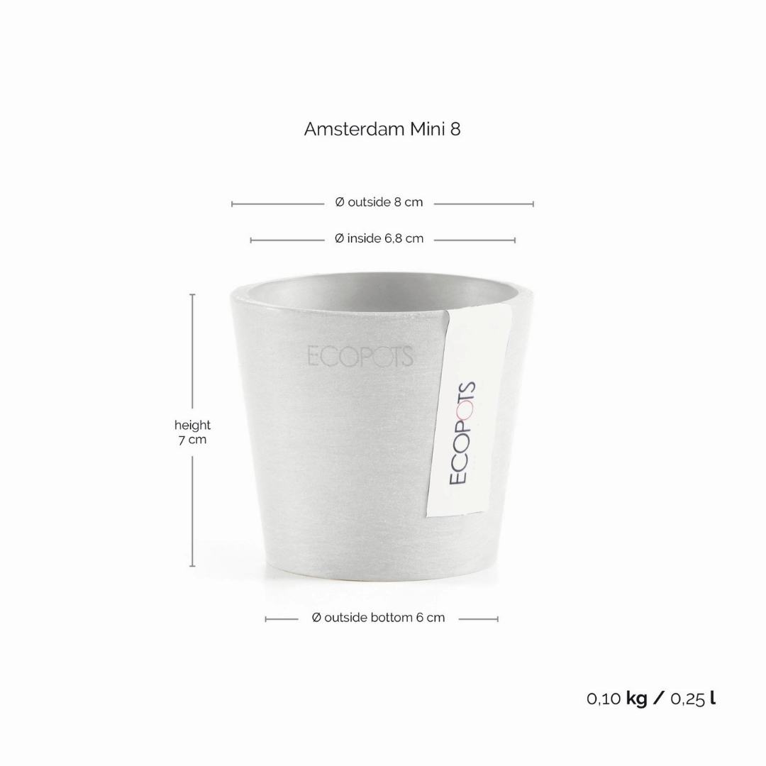 Ecopots Amsterdam Mini Pot White Grey