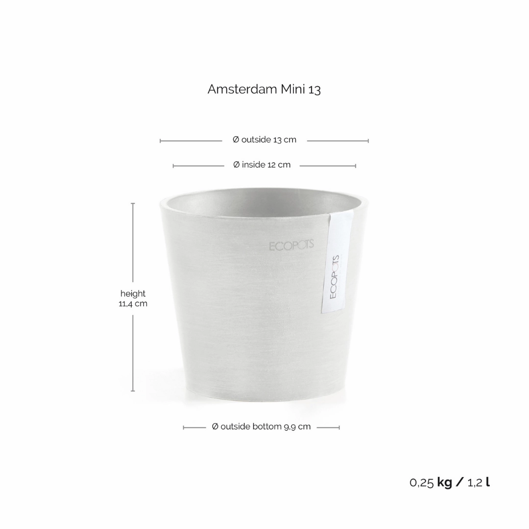 Ecopots Amsterdam Mini Pot White Grey