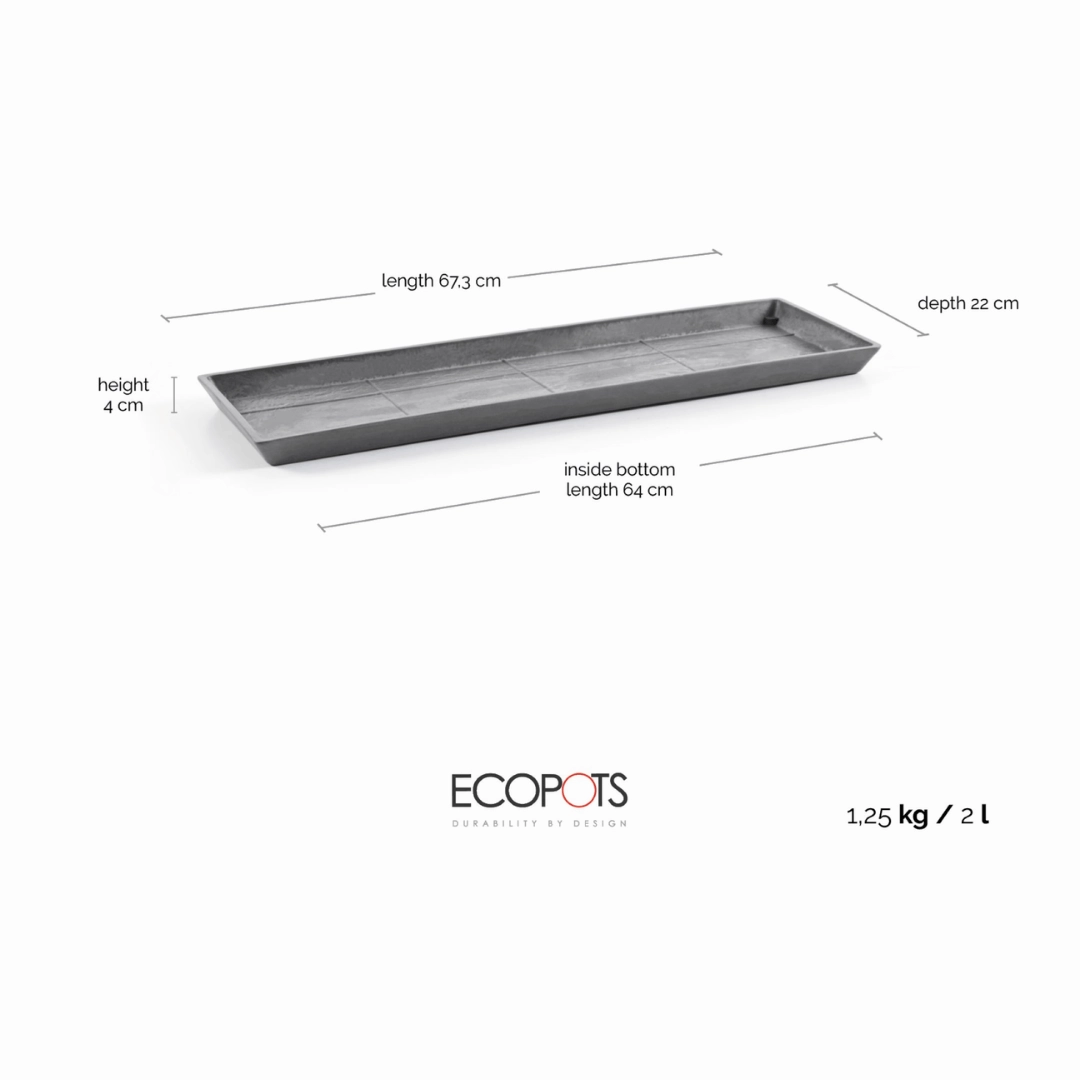 Ecopots Saucer Rectangular Grey