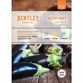 Eggplant, Black Beauty Seed Packet floating plant shelf  